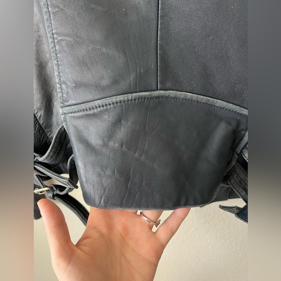 Gianni Bini Distressed Blue Leather Moto Jacket Women’s Size XS - Picture 15 of 16